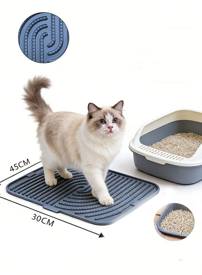 XiuWoo Cat Litter Box Mat 45*30CM Extra Large Silicone Waterproof Litter Trapping Mat for Scatter Control Soft on Kitty Paws Non-Slip Easy to Clean Black - Image 1
